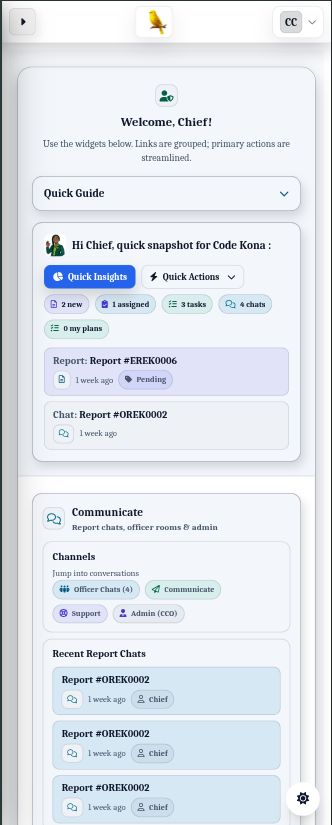 Echo officer workspace on mobile